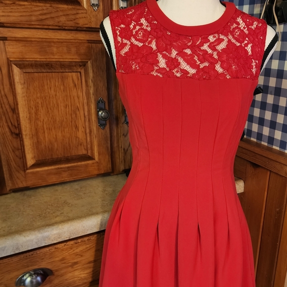H&M Red Lace Halter Dress Size 6 - Picture 2 of 11